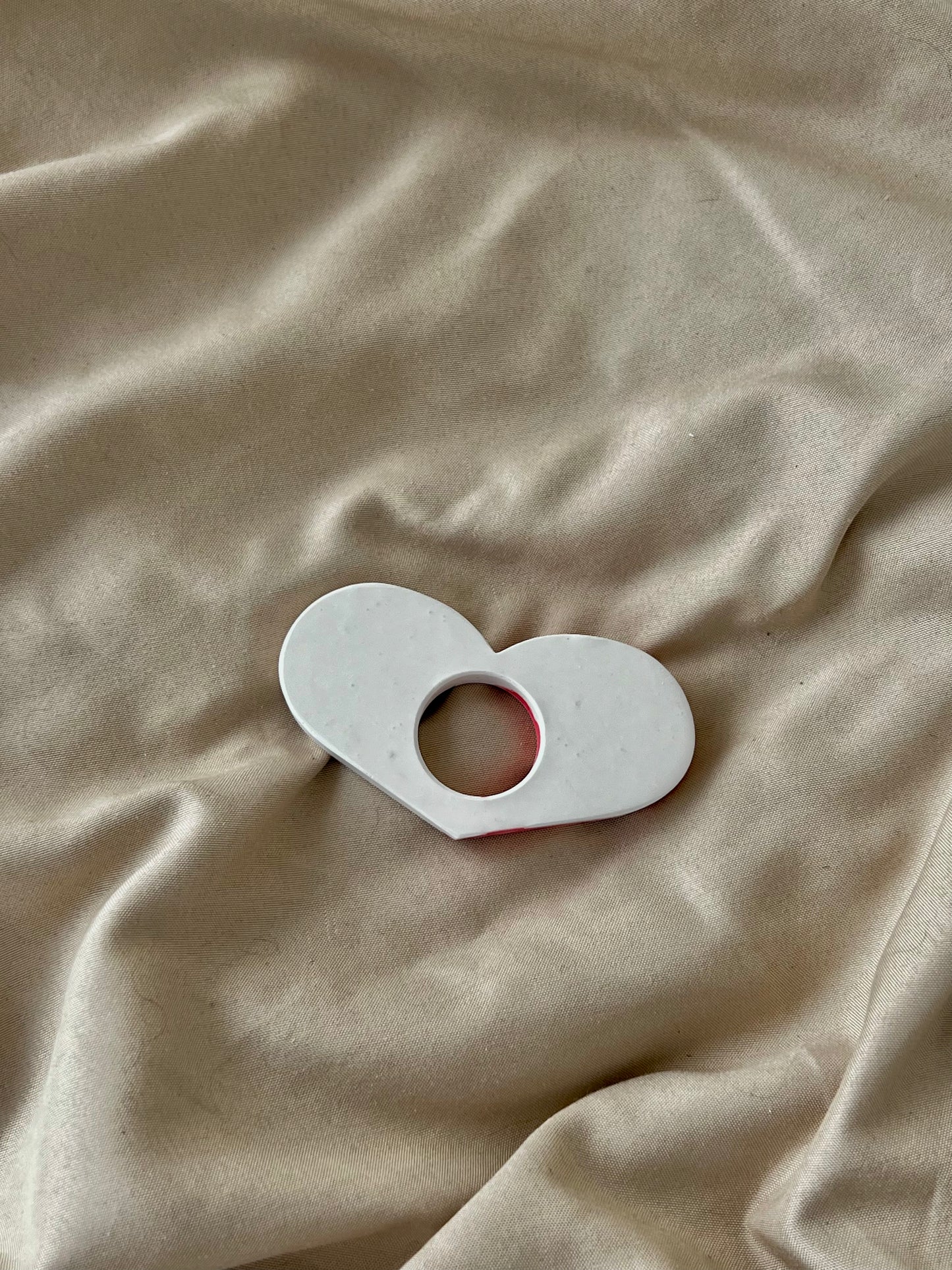 Bague de lecture coeur rouge/blanc