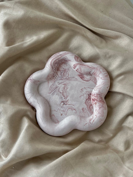 Vide poche fleur rouge marbré